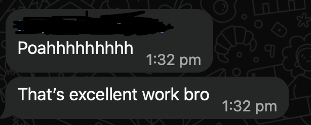 Client message: That's excellent work bro
